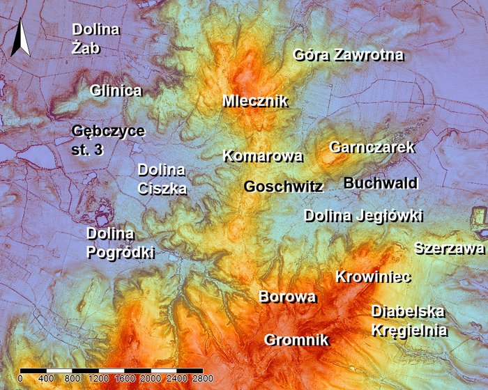Lokalizacja zanikłych wsi w północnej części Wzgórz Strzelińskich (oprac. M. Legut-Pintal)