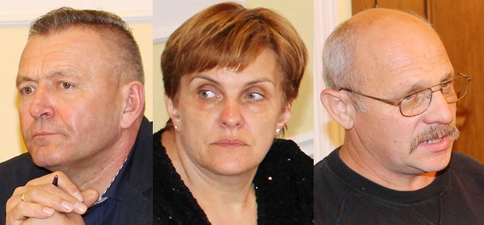Sprawa wygaśnięcia mandatów radnych Tomasza Głowackiego, Iwony Kowalskiej i Franciszka Cygala (od lewej) była szeroko omawiana na sesji Rady Miejskiej Strzelina