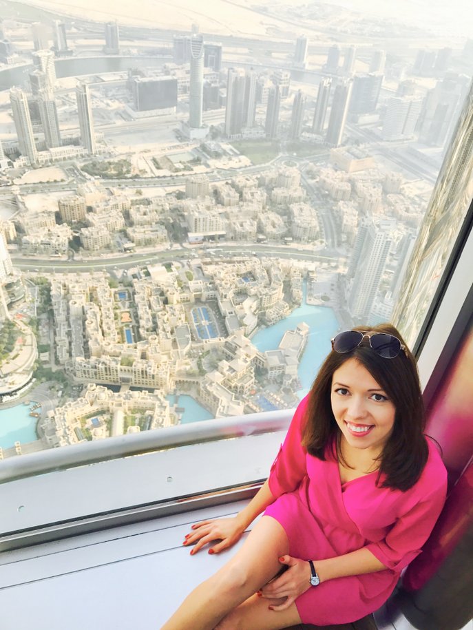Widok z Burdż Chalifa, czyli najwyższej budowli w Zjednoczonych Emiratach Arabskich