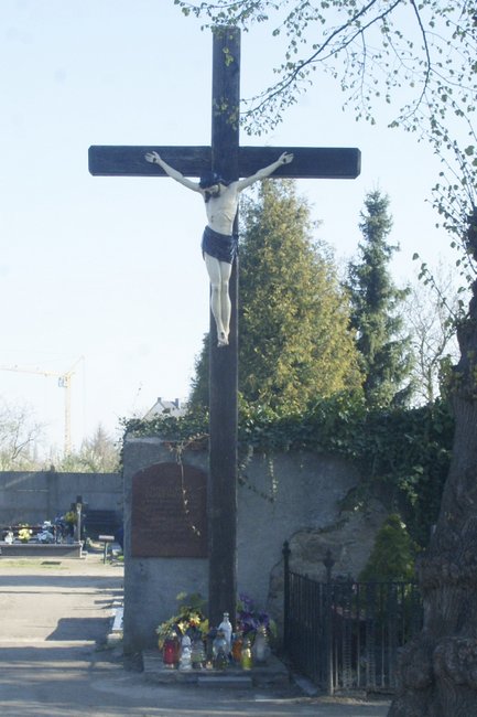  Krzyż na cmentarzu komunalnym, dawnym parafialnym, na ul. Oławskiej. Foto: J. Sobko