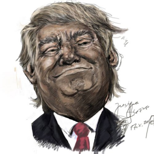 Na profilu facebookowym artystki można znaleźć między innymi karykaturę prezydenta Stanów Zjednoczonych Donalda Trumpa