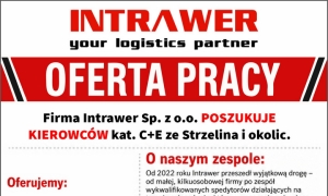 Intrawer zatrudni kierowców kat. C+E ze Strzelina i okolic