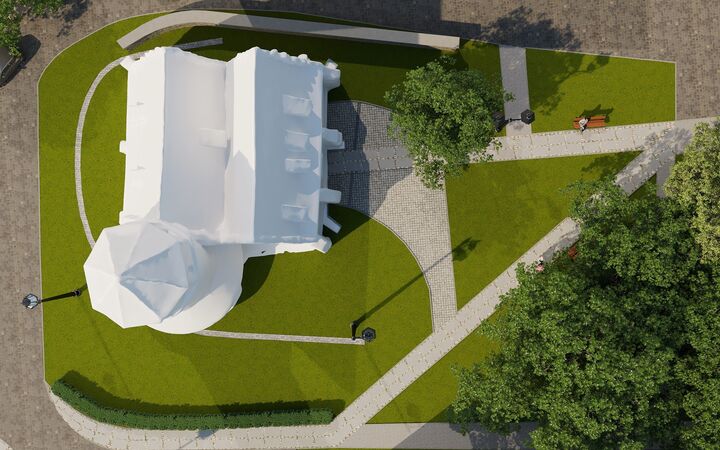 Wizualizacja otoczenia Rotundy św. Gotarda po pracach remontowych. Fot. UMiG Strzelin