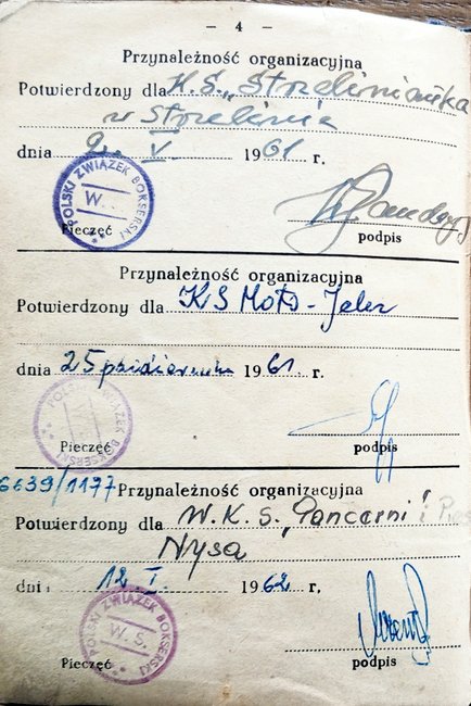 Wpis potwierdzający starty w barwach Strzelinianki. Foto: archiwum AO